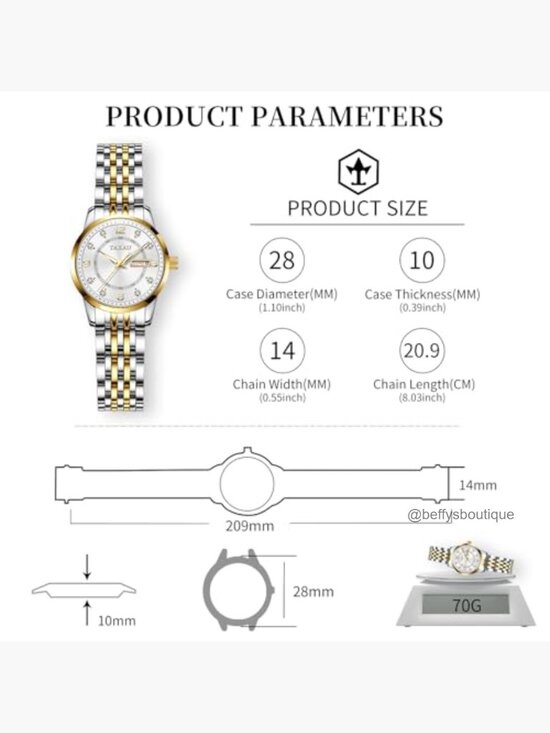 Womens Watch Fashion Dress Waterproof Silver Easy Read Quartz Analog Two Tone main image 6